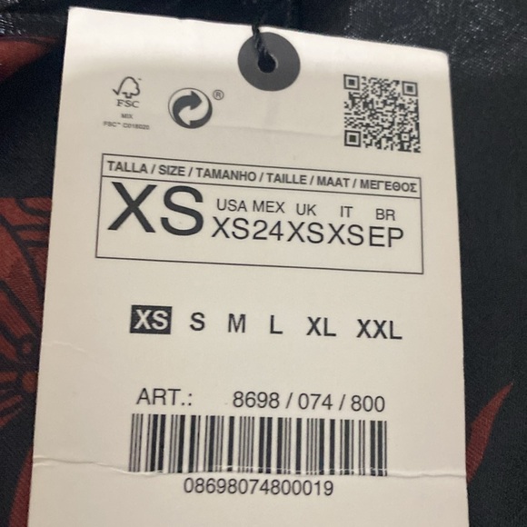 Zara "NEW" Black Red Floral Button Front Witchy Whimisigoth Mini Dress Size XS - Picture 15 of 15